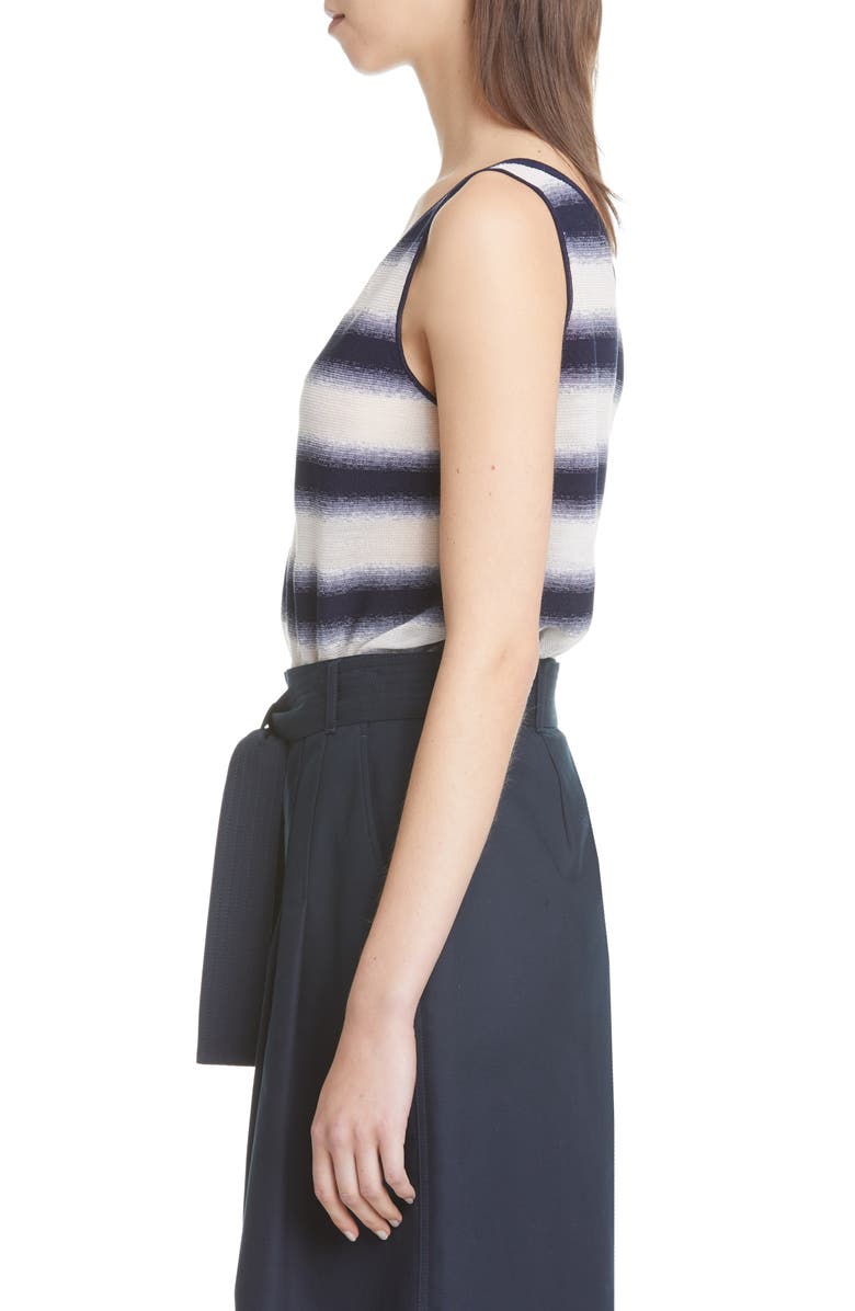 Lafayette 148 New York Sheer Stripe V-Neck Tank, Alternate, color, 
