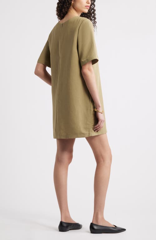 Nordstrom Short Sleeve Shift Dress In Olive Covert