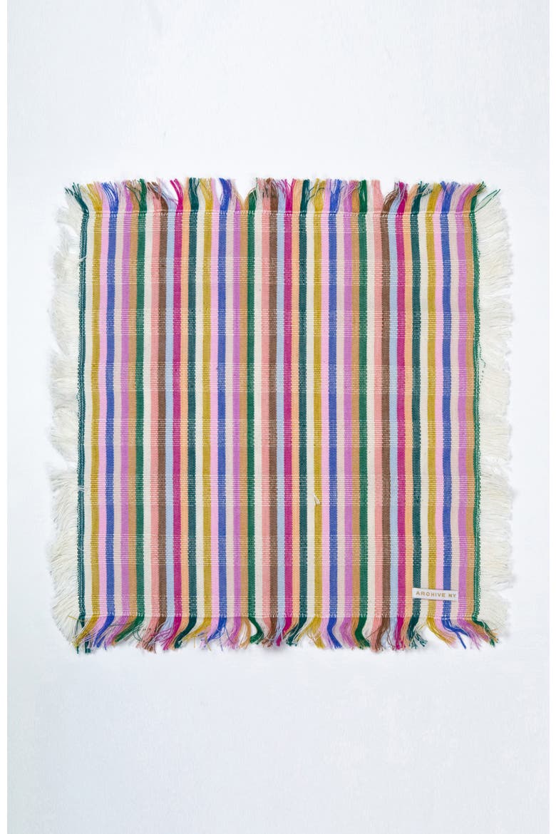 Valentina Rainbow Striped Handwoven Cotton Party Napkins, Set of 4, Alternate, color, Rainbow