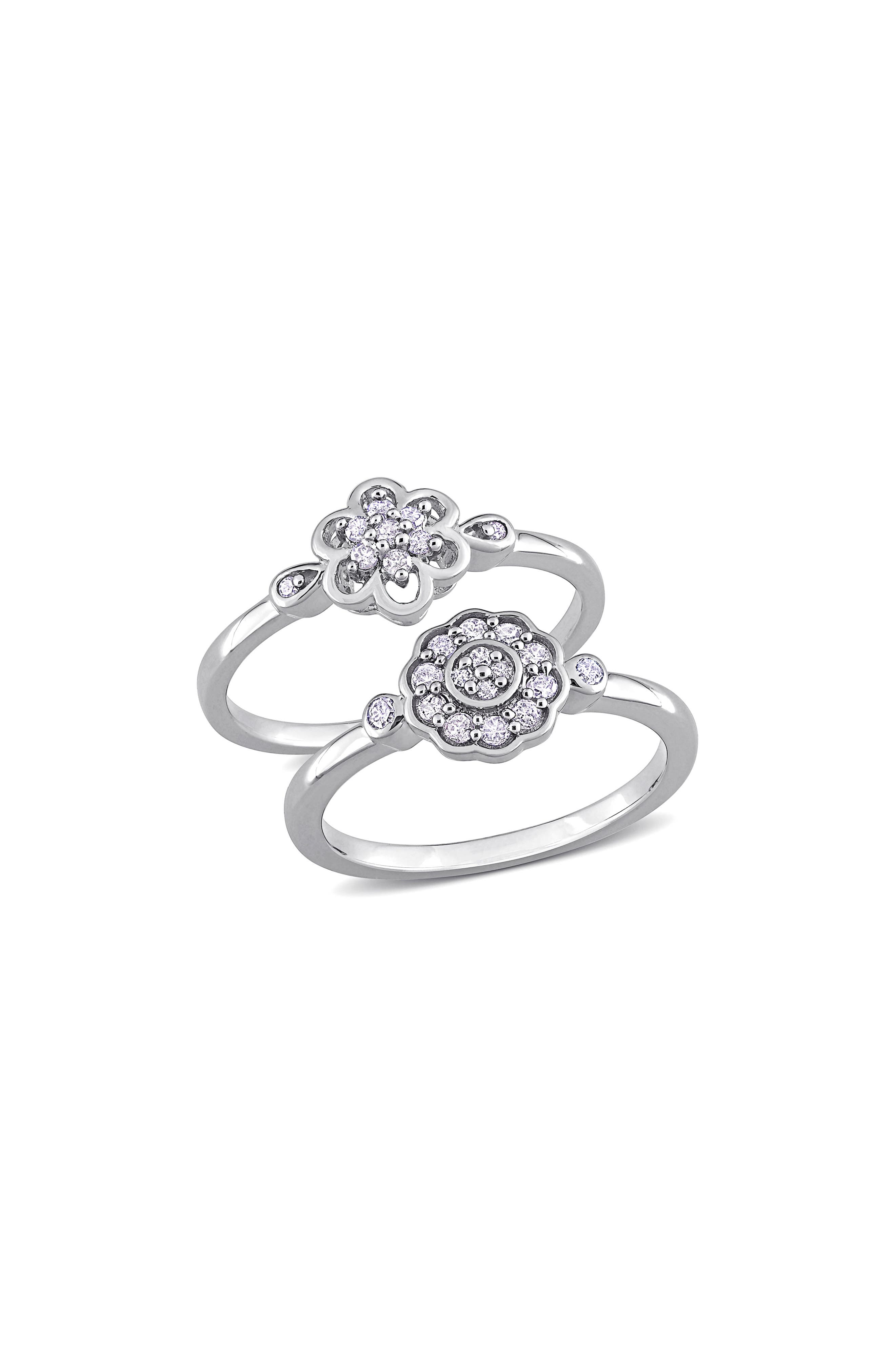 DELMAR Set Of 2 Floral Diamond Rings - 0.29ct.