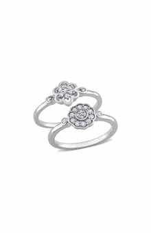 DELMAR Set Of 2 Floral Diamond Rings - 0.29ct.