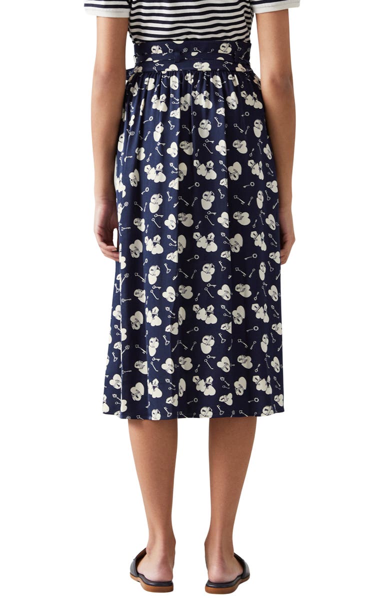 LK Bennett Valerie Heart Print Skirt, Alternate, color, Mul-Navy/Cream