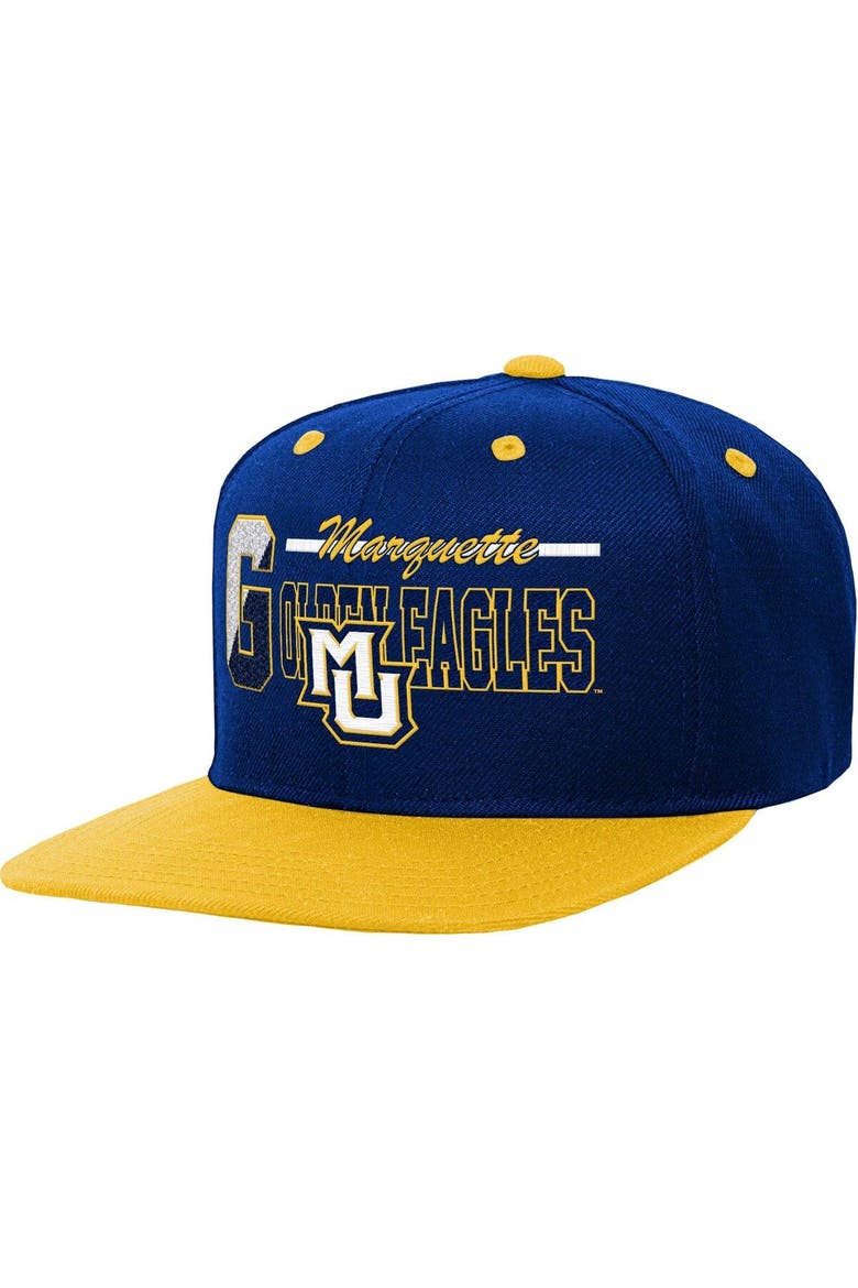 Youth Mitchell & Ness Navy Marquette Golden Eagles Varsity Letter Snapback Hat, Main, color, Royal