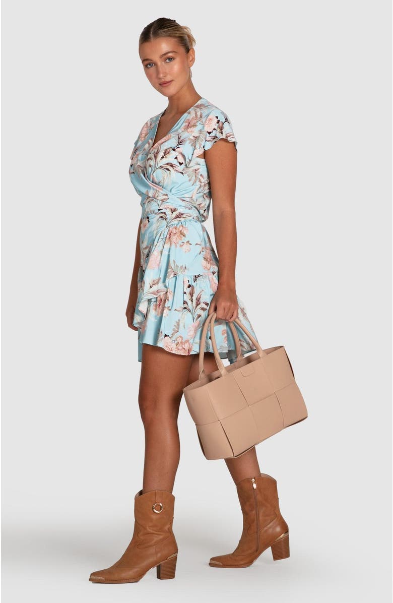 Belle & Bloom Love Shack Mini Wrap Dress, Alternate, color, Light Blue