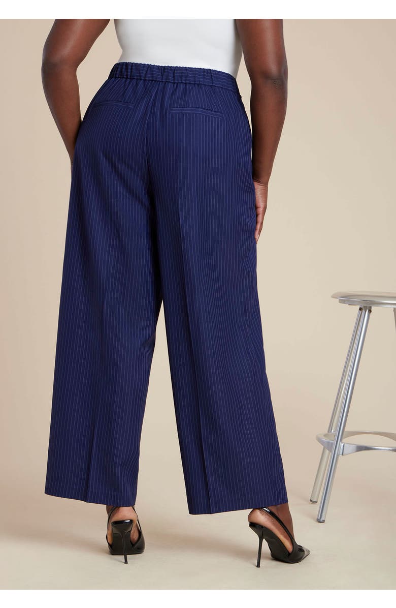 ELOQUII Pinstripe Trouser, Alternate, color, Navy Pinstripe