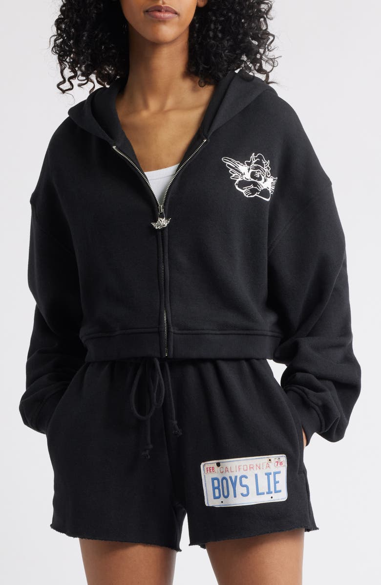 BOYS LIE Just Fore You Full Zip Graphic Hoodie, Alternate, color, 