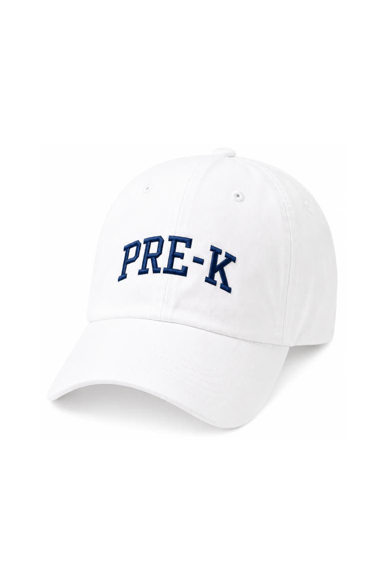 Back-to-School Pre-K Baseball Hat, Alternate, color, White/Navy