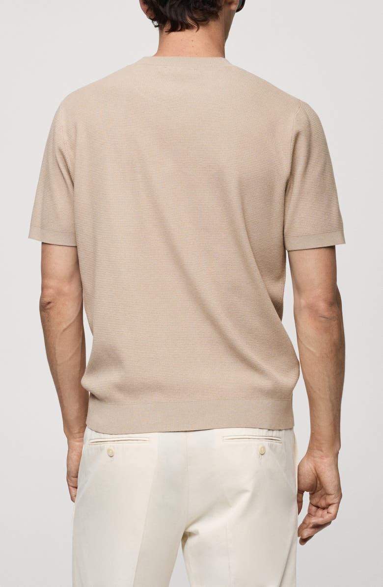 MANGO Waffle Knit Short Sleeve Sweater, Alternate, color,