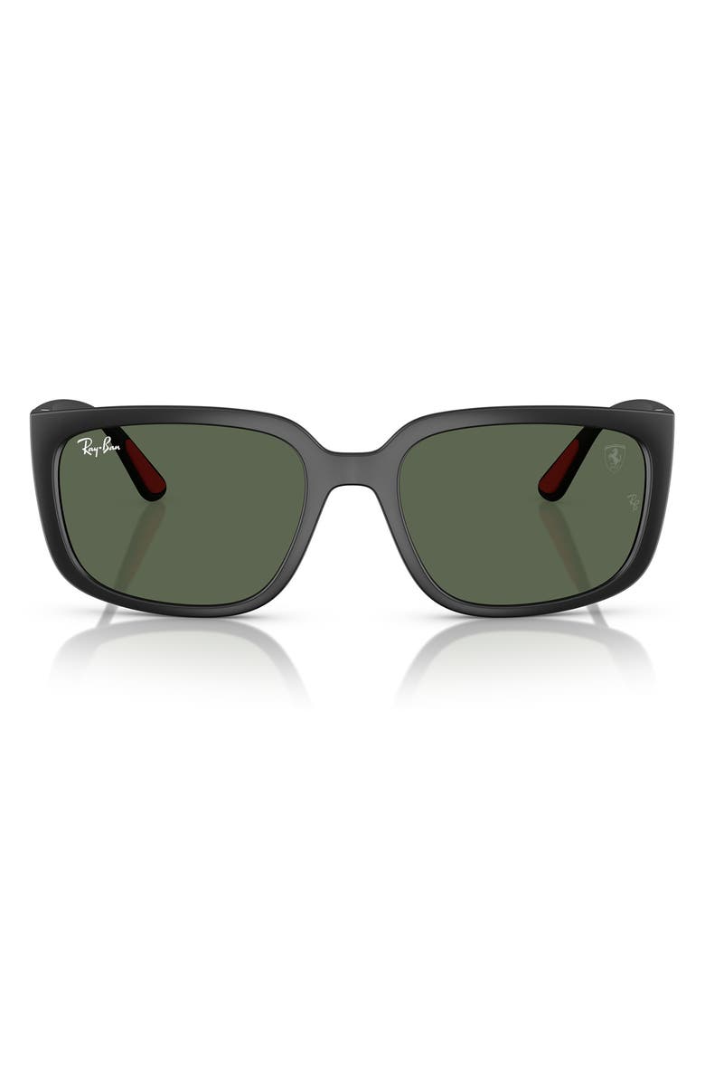 Ray-Ban x Scuderia Ferrari 57mm Square Sunglasses, Main, color, Matte Black