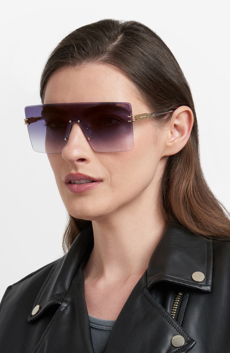 Carrera Eyewear 99mm Shield Mask Sunglasses, Alternate, color, Gold Grey/ Grey Sf Gd Sp