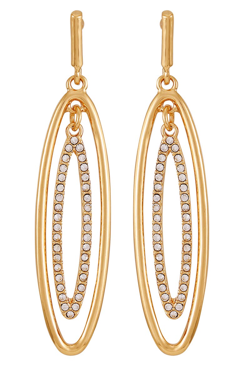 Crystal Linear Drop Earrings, Main, color, GOLD TONE