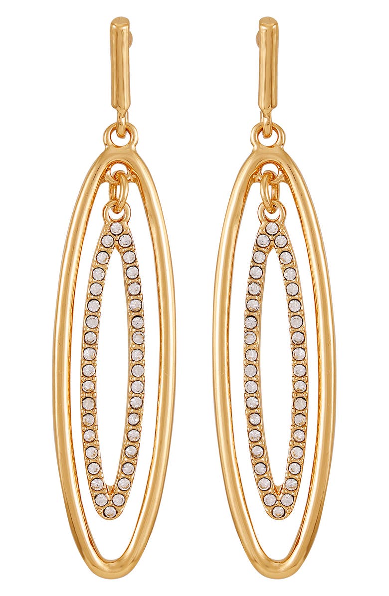 Vince Camuto Crystal Linear Drop Earrings, Main, color, Gold Tone