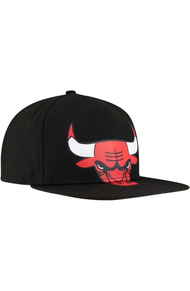 New Era Men's New Era Black Chicago Bulls Oversized Puff Print Logo Golfer Snapback Hat, Alternate, color, Black