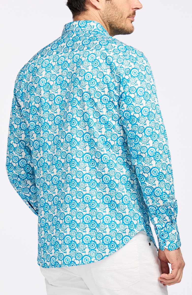 Robert Graham Cantley Cotton Button-Up Shirt, Alternate, color, Teal
