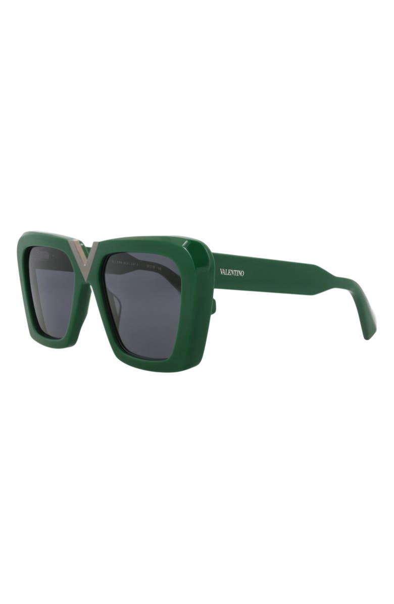 Valentino 53mm Novelty Sqaure Sunglasses, Alternate, color, Green Green Grey