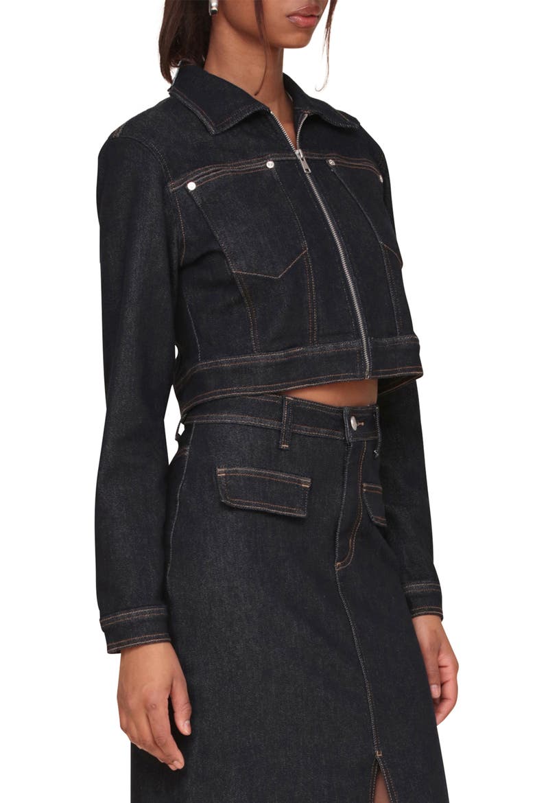 Crop Denim Jacket, Alternate, color, RINSE WASH