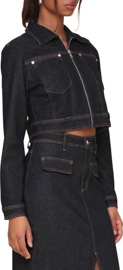 Outlet AVEC LES FILLES Denim Combo Trucker Jacket Small NWT