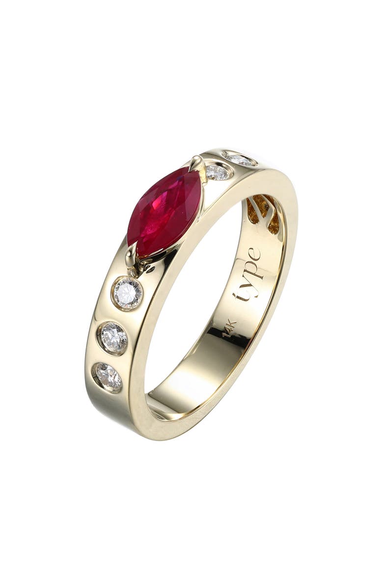 TYPE JEWELRY Leggo Ruby & Diamond Marquise Ring, Main, color, Red