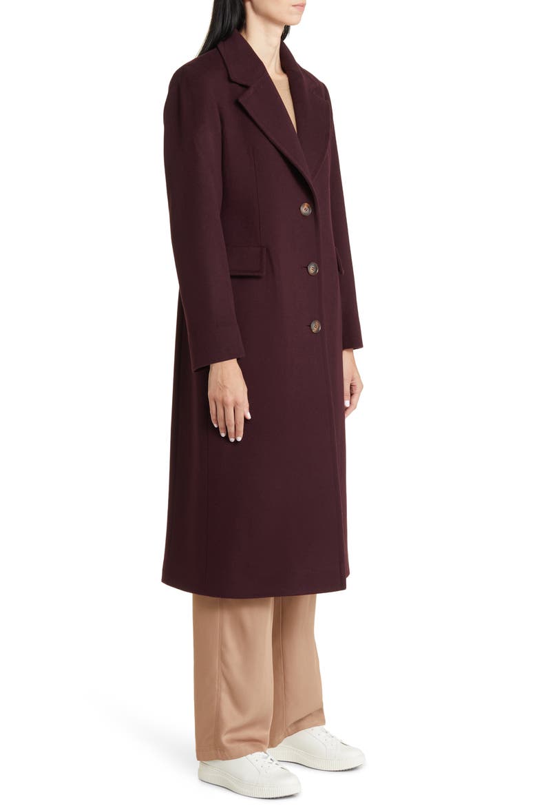 Holland Longline Wool Coat, Alternate, color, BRINJAL