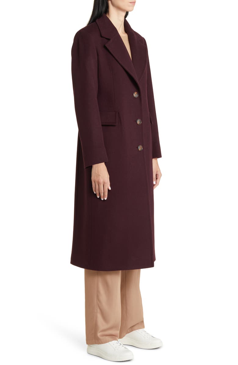 Fleurette Holland Longline Wool Coat, Alternate, color, Brinjal