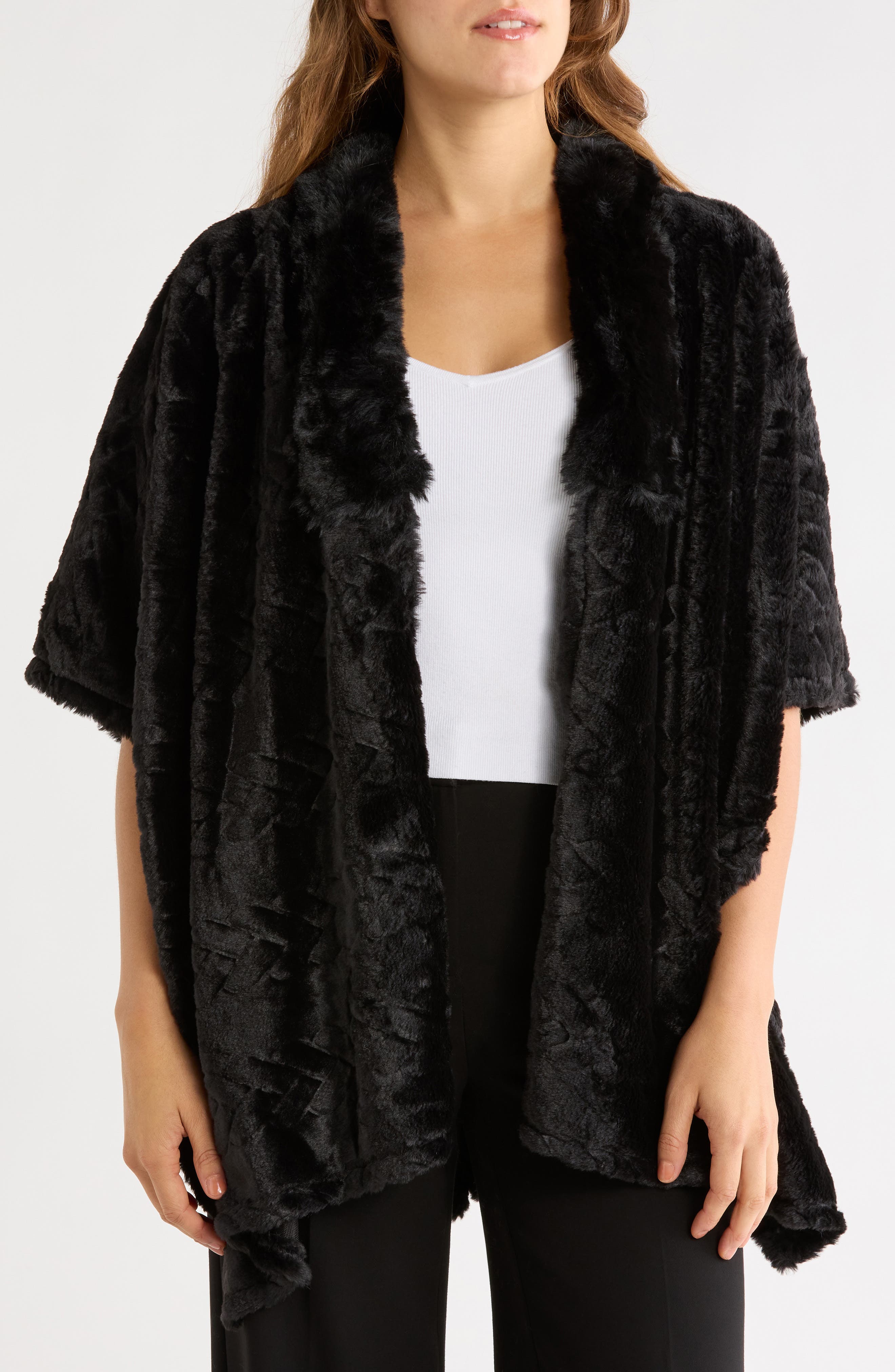 Ribbed Cardigan Poncho