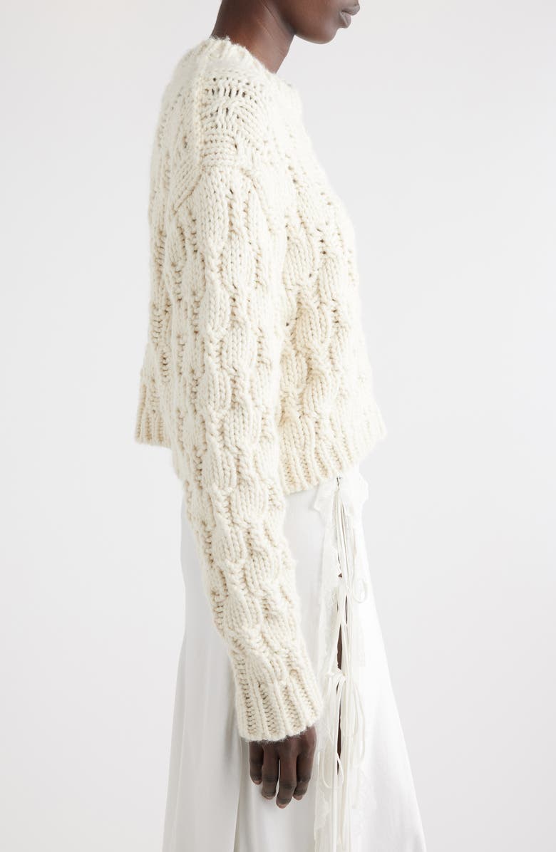 Chloé Wool, Silk & Cashmere Aran Sweater, Alternate, color, 