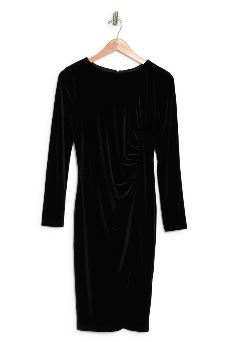 Isla Velvet Front Slit Dress, Alternate, color, BLACK