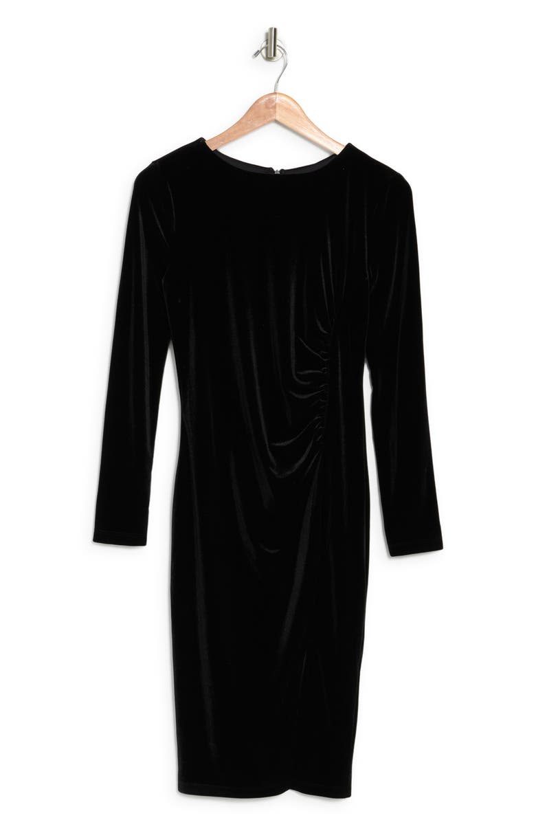 Love By Design Isla Velvet Front Slit Dress, Alternate, color, Black