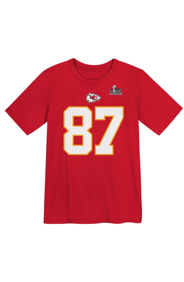 Nike Preschool Nike Travis Kelce Red Kansas City Chiefs Super Bowl LIX Player Name & Number T-Shirt, Alternate, color, 