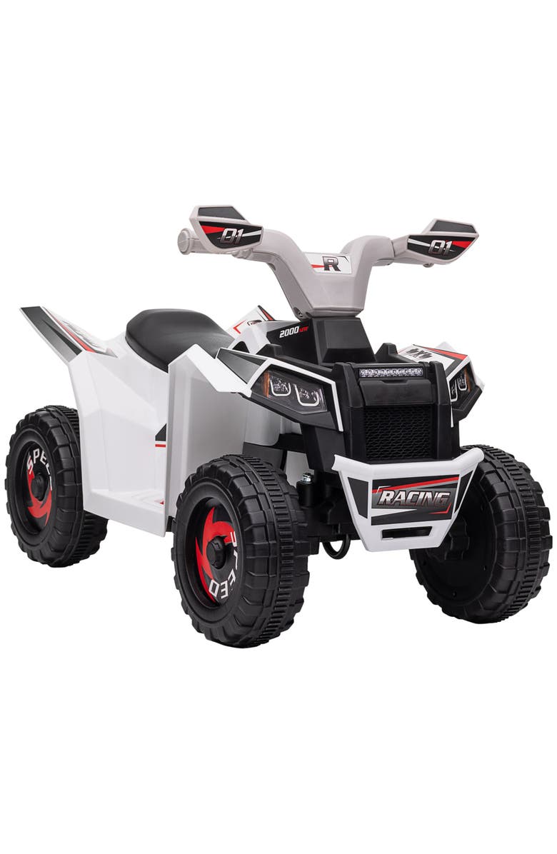 Aosom 6V Kids ATV Quad with Forward/Backward, Wear-Resistant Wheels, Main, color, White