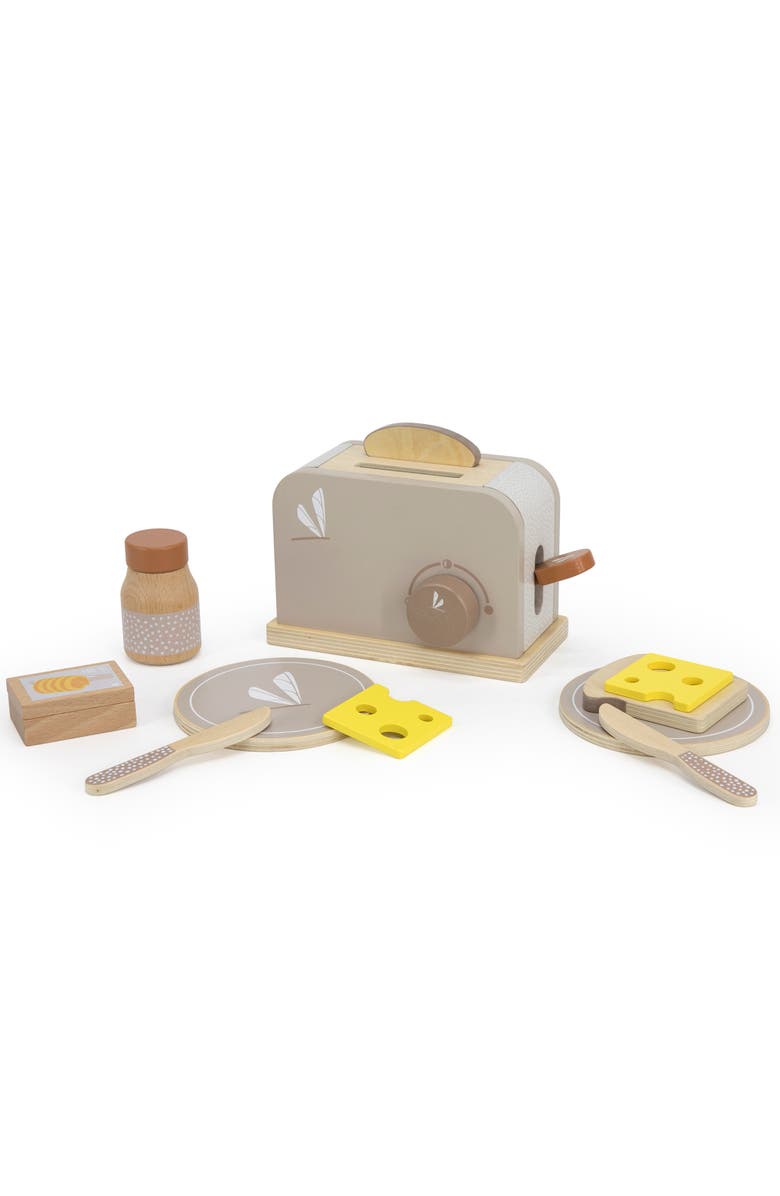 Label Label Wooden Toaster Play Set Tan, 10 Pieces, Main, color, Multicolored