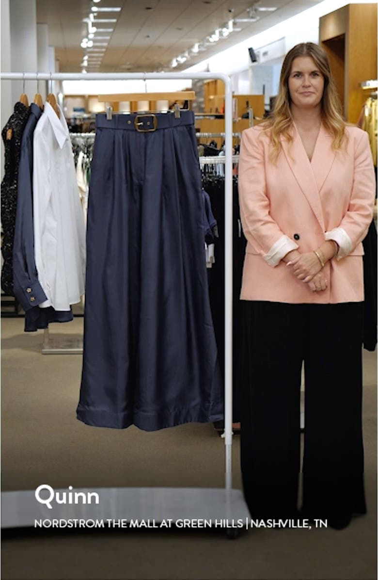 Pleated Wide Leg Silk Pants, sales video thumbnail