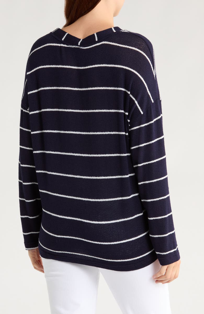 Blu Pepper Striped Long Sleeve Sweater, Alternate, color, Navy