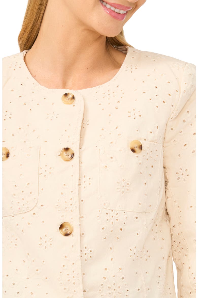 Eyelet Crop Jacket, Alternate, color, WARM VANILLA