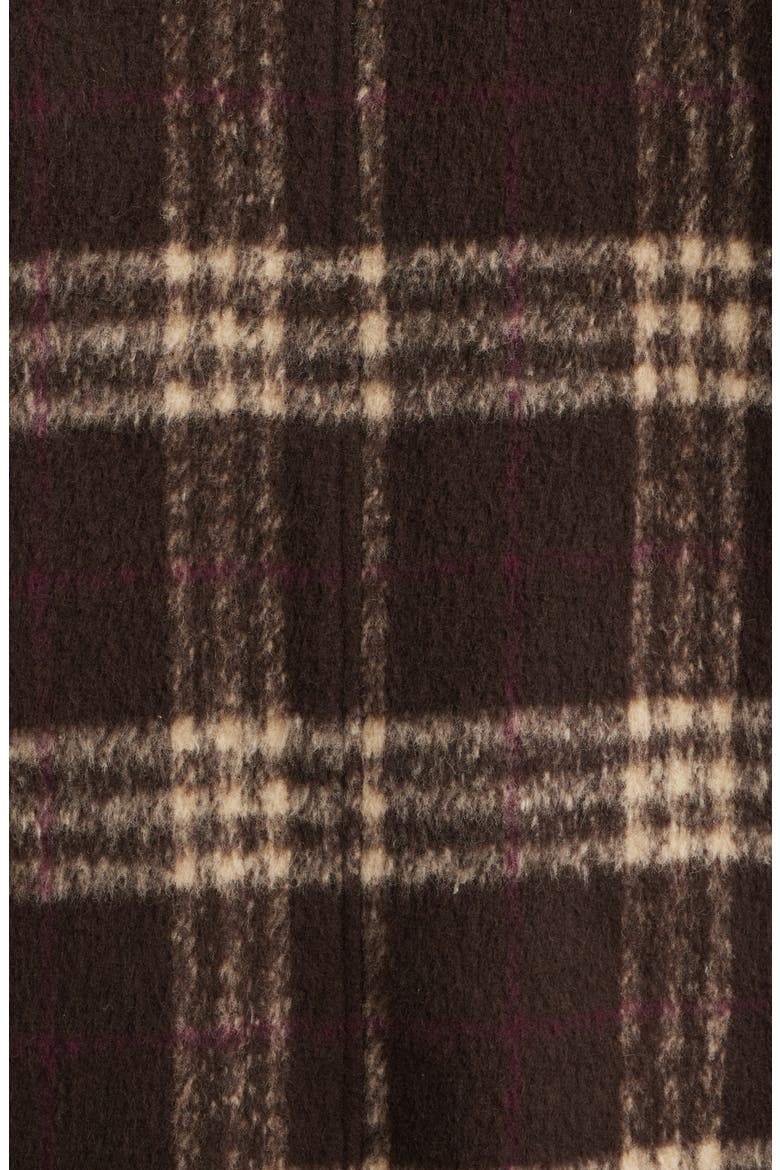 Ginny Check Wool Blend Longline Coat, Alternate, color, LATTE BROWN