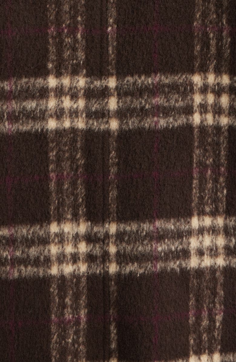 dRA Ginny Check Wool Blend Longline Coat, Alternate, color, Latte Brown