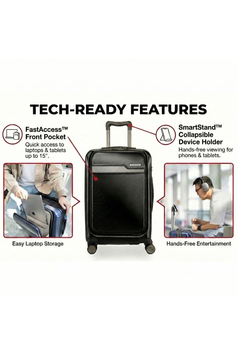 Brentwood Hardside 21" Expandable Front Open Carry-on Luggage, Alternate, color, Onyx