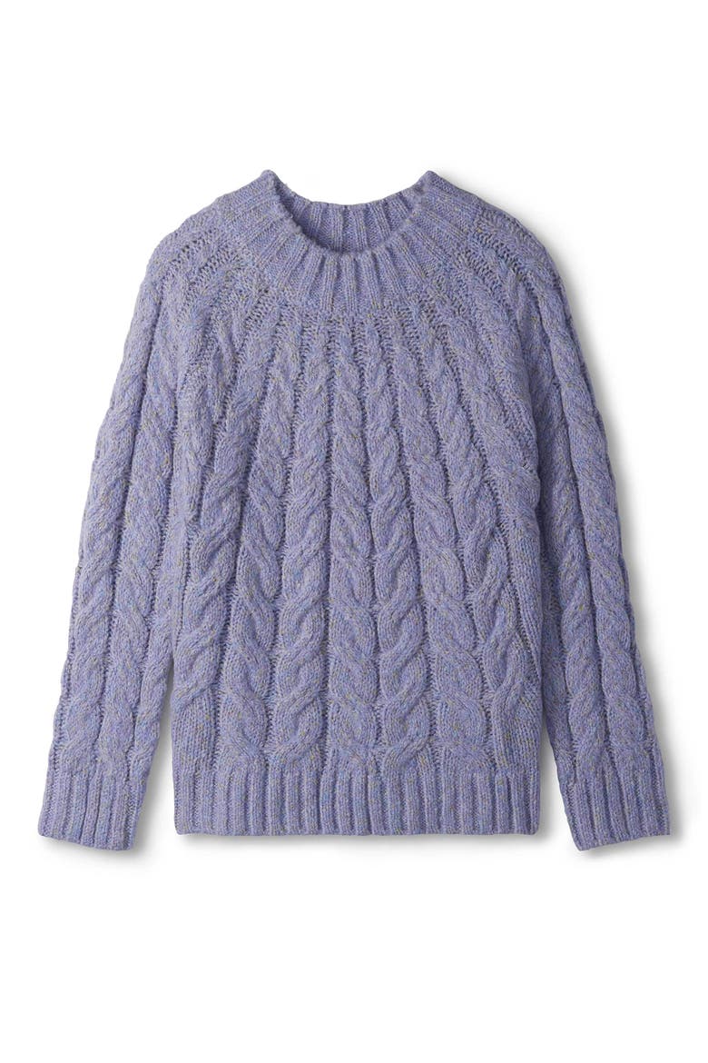 Dylan Cable Knit Sweater, Alternate, color, LILAC FLECKS