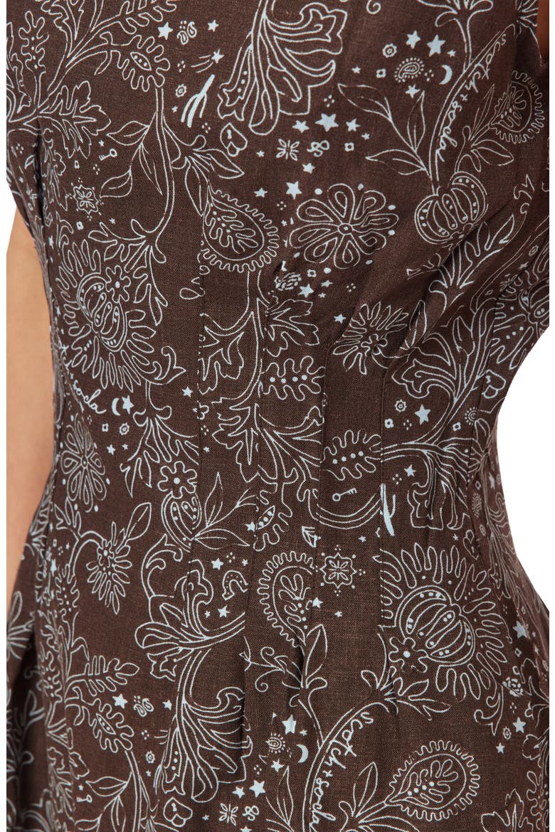 Paisley Print Boatneck Fit & Flare Dress, Alternate, color, HOT FUDGE ALL-OVER BANDANA