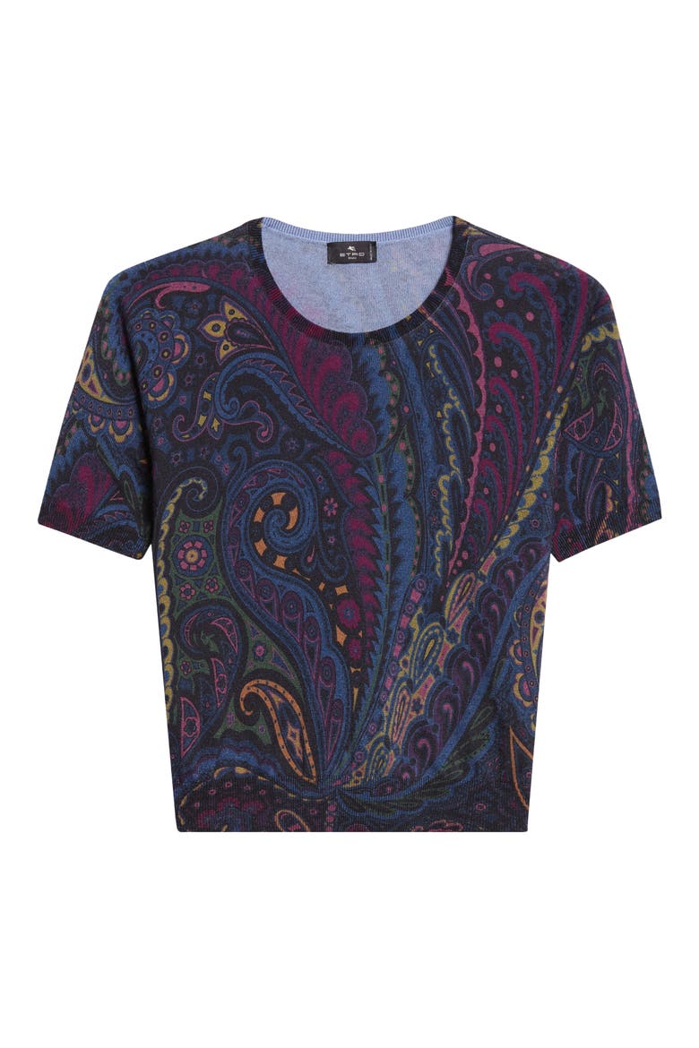 Paisley Silk & Cashmere Sweater, Alternate, color, PRINT ON BLUE BASE