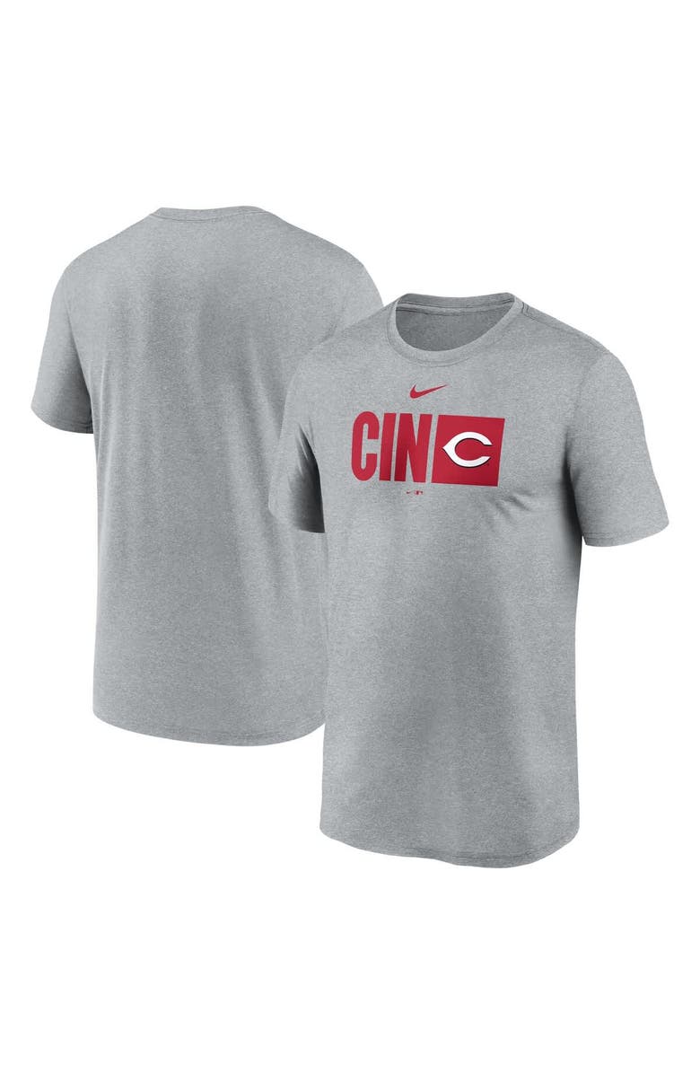 Nike Men's Nike  Heather Gray Cincinnati Reds Tricode Legend Performance T-Shirt, Alternate, color, 