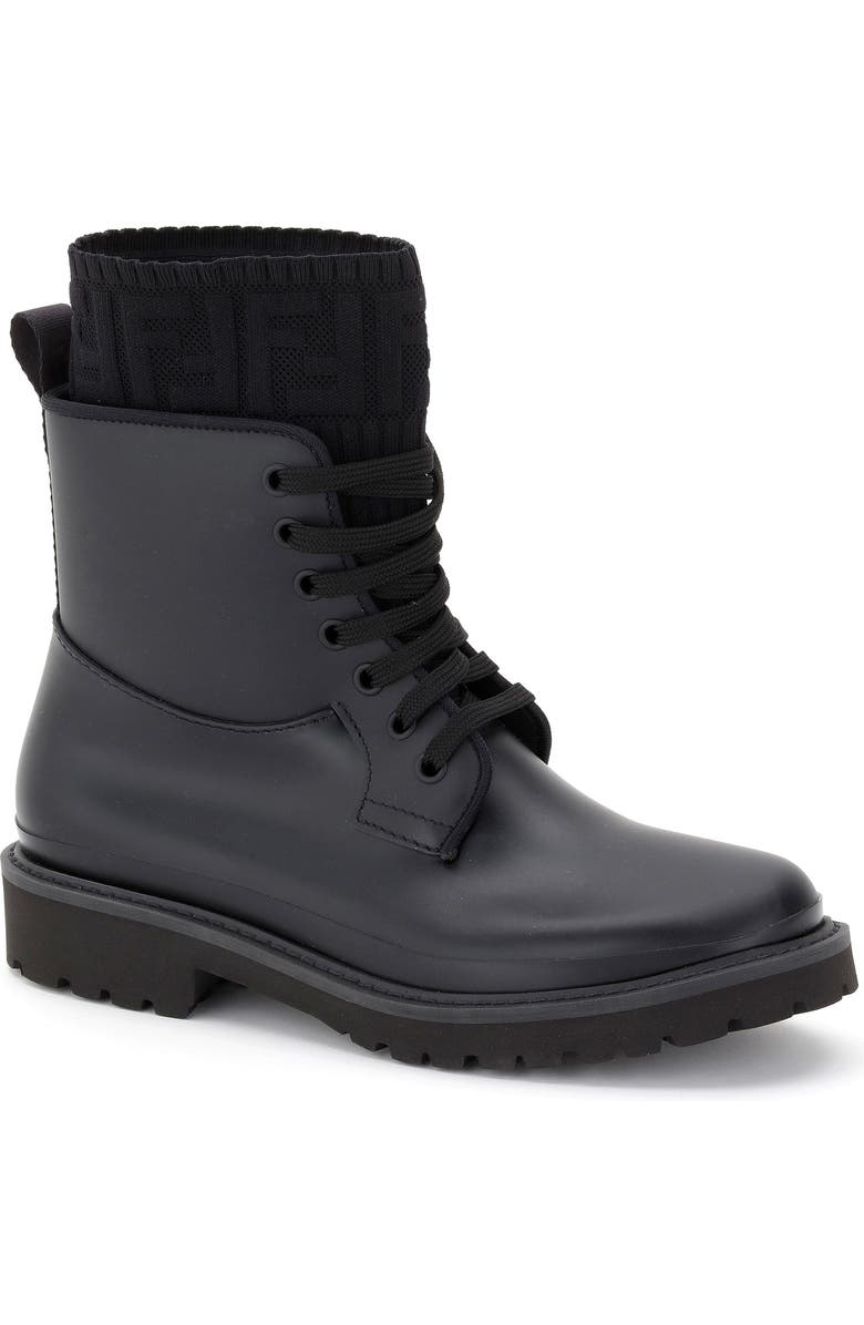 Fendi FF Logo Sock Rain Boot, Main, color,