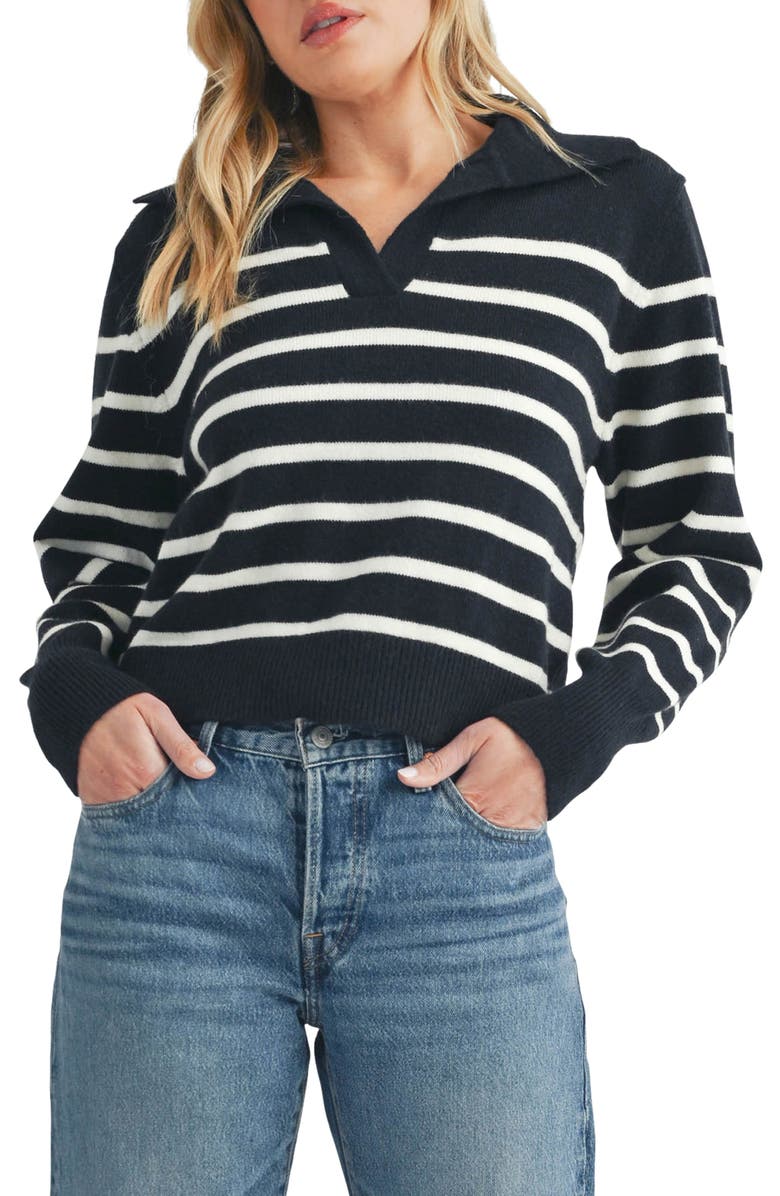 All in Favor Stripe Polo Sweater, Main, color, 