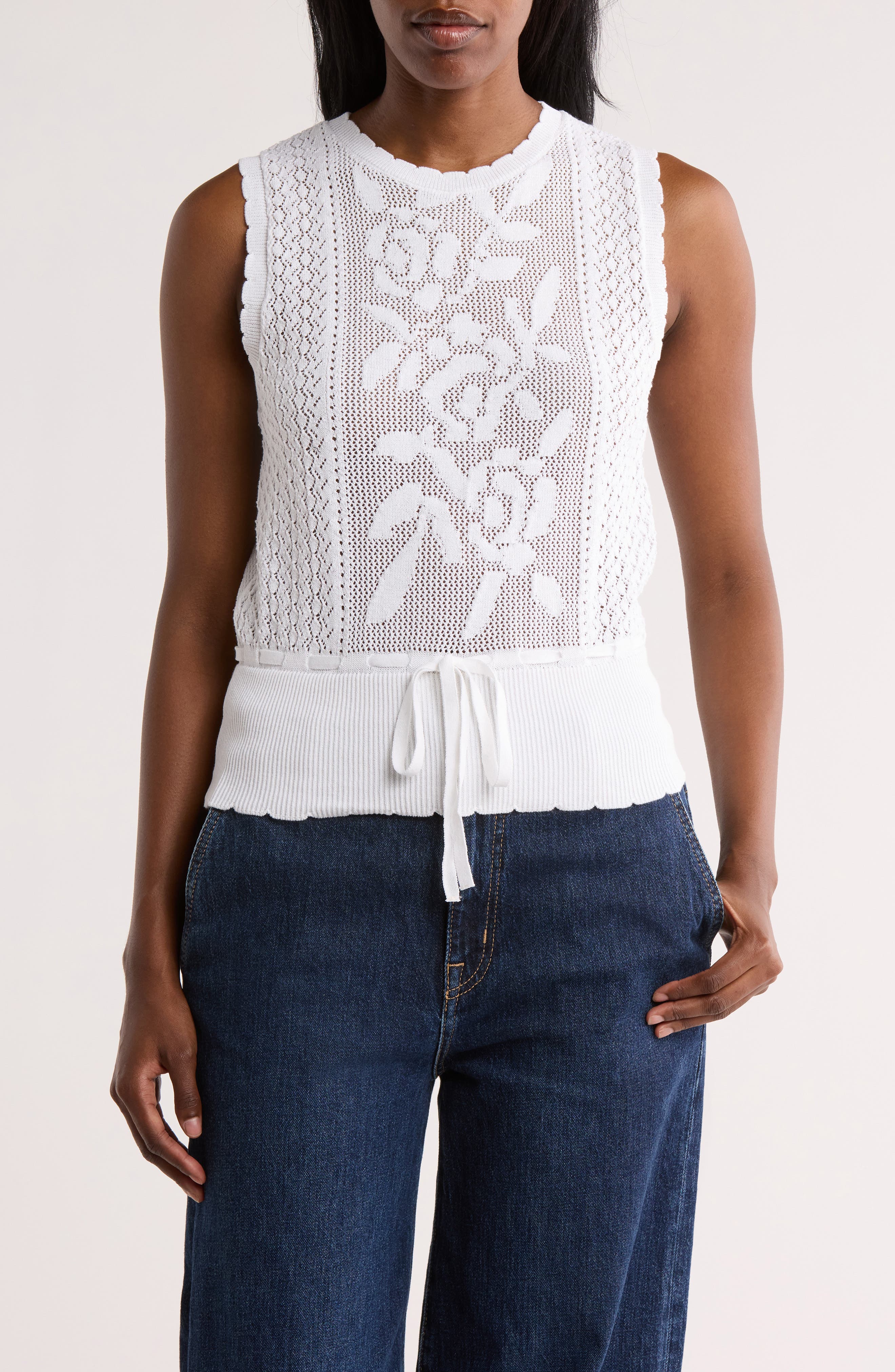 INDUSTRY REPUBLIC CLOTHING Scalloped Sleeveless Sweater