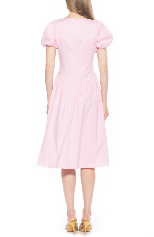 Alexia Admor Jessi Puff Sleeve Midi Dress In Pink