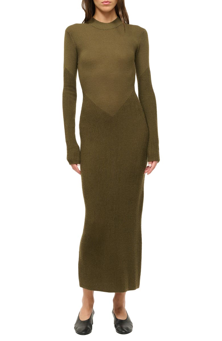 STAUD Ramona Long Sleeve Wool Blend Sweater Dress, Main, color, 