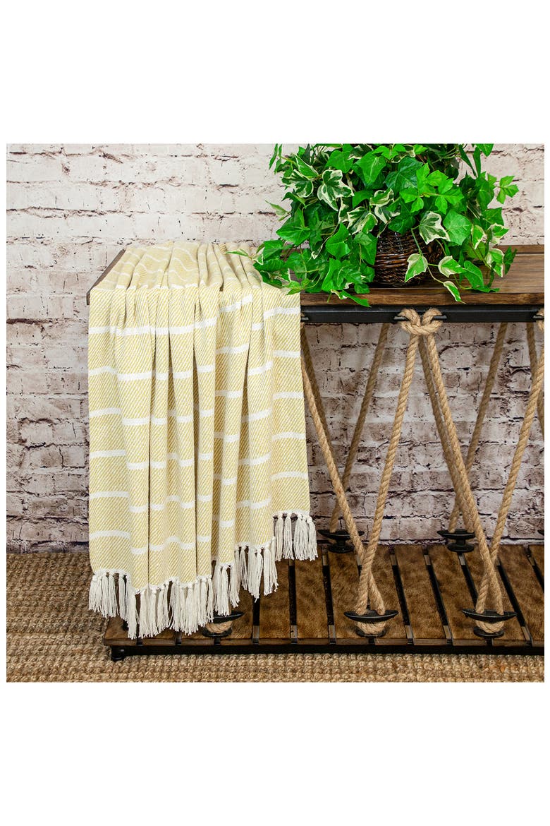 Mio Stripe Fringe Throw Blanket, Alternate, color, YELLOW