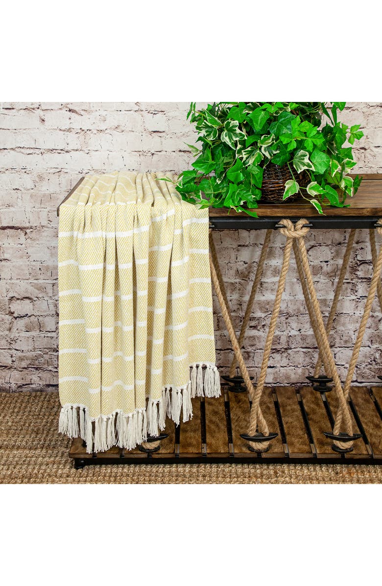 PARKLAND COLLECTION Mio Stripe Fringe Throw Blanket, Alternate, color, Yellow