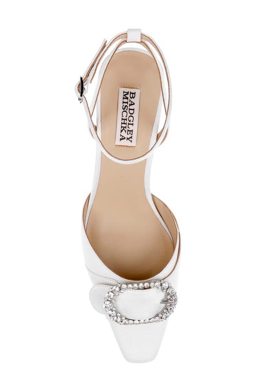 Badgley Mischka Odesza Kitten Heel Ankle Strap Pump In White