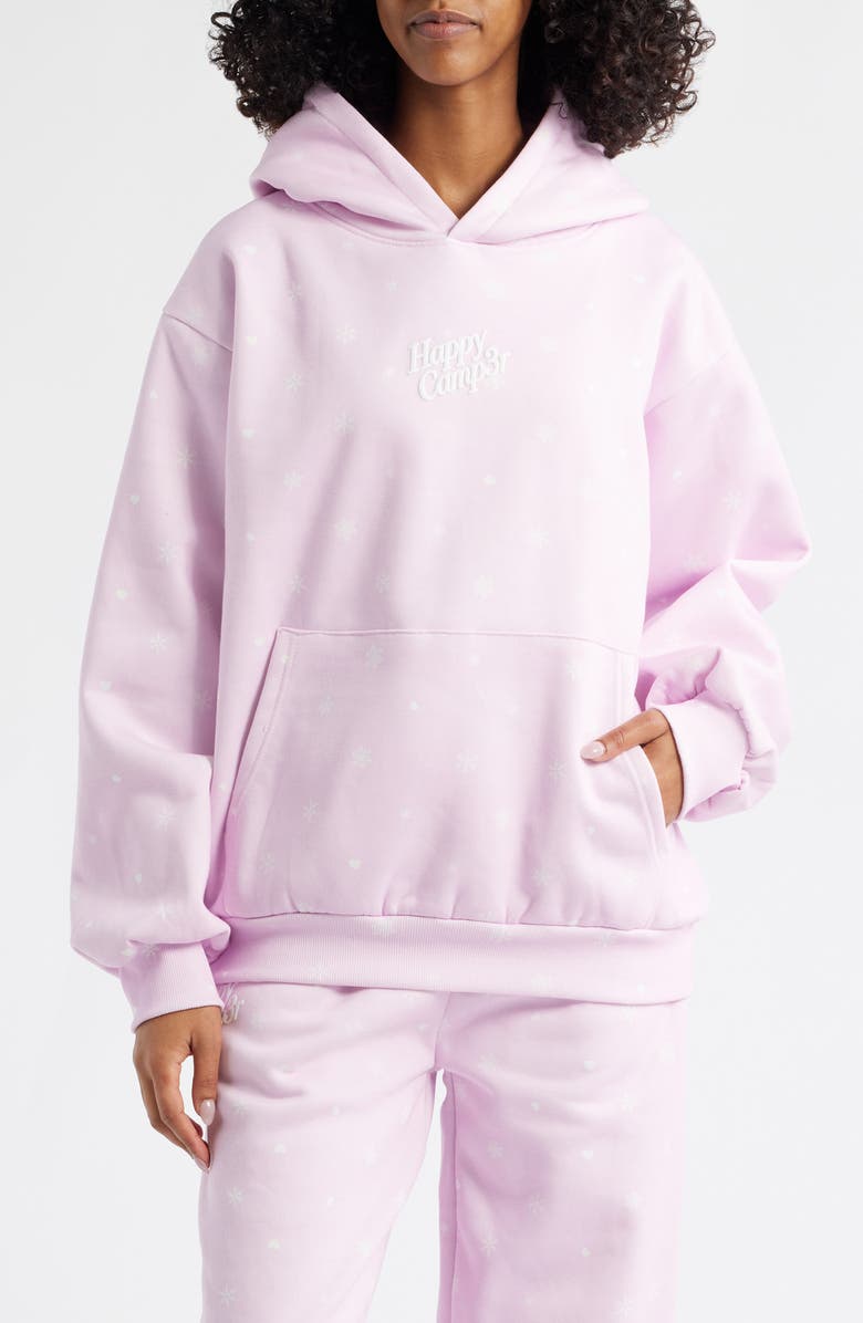 HAPPY CAMP3R Snow Angel Graphic Hoodie, Main, color, Light Pink
